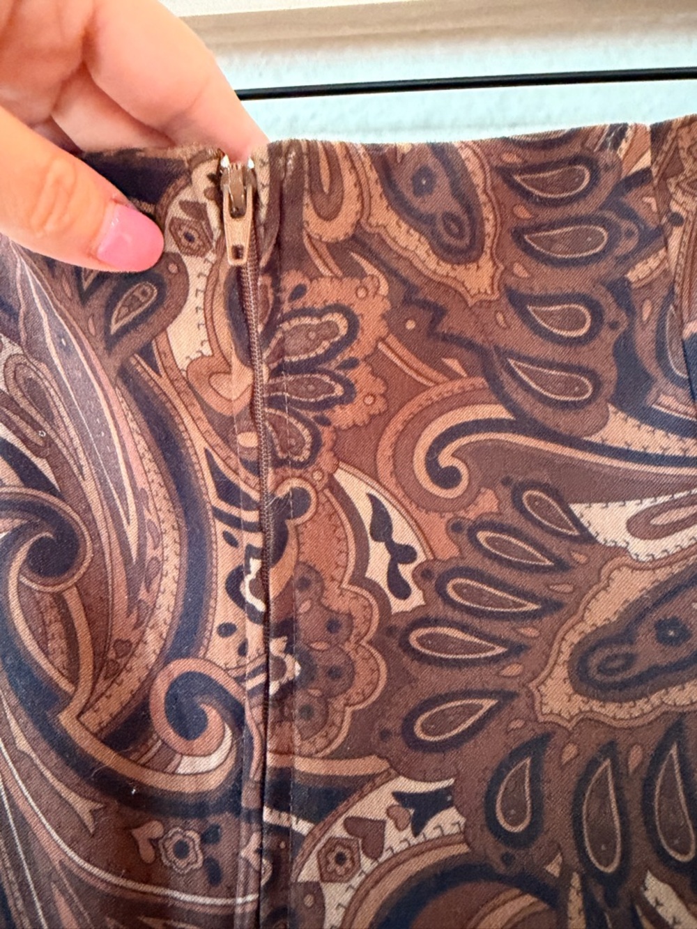 Vintage Inspired Brown Paisley Midi Skirt Dark Academia Minimalist Luxury 12 - Picture 6 of 11